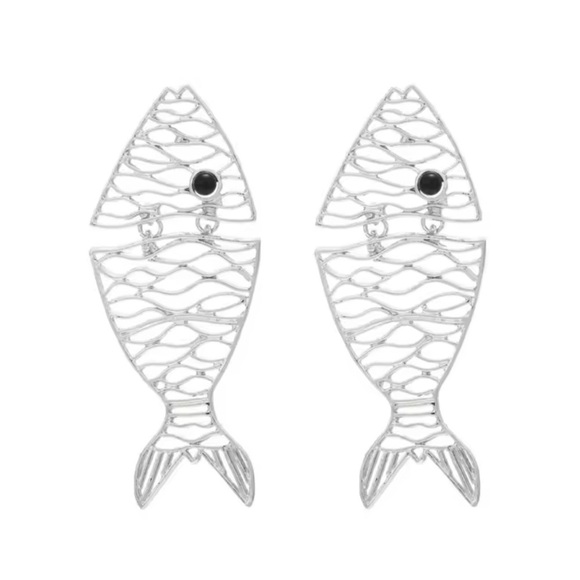 Zara Jewelry - Zara Fish Wired Silver Earrings